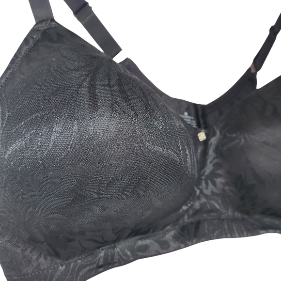 Breezies Black Floral Women's Wireless Bra 44D - Picture 3 of 10